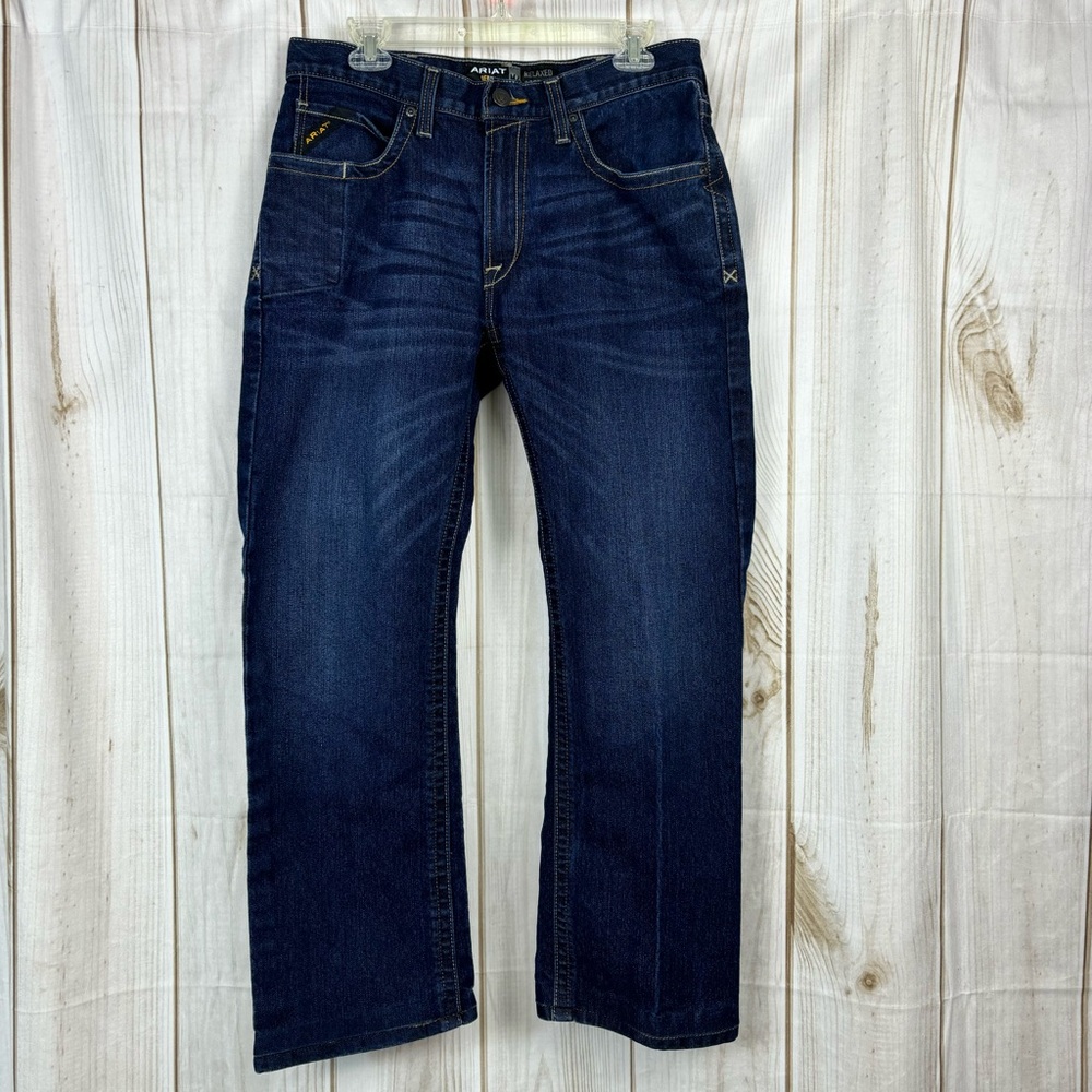 Ariat Maritime Jeans Rebar M4 Durastr Edge Relaxed Boot Cut Blue Jean Size 32x29